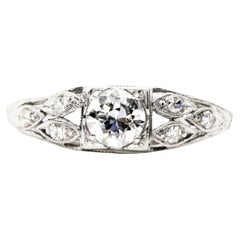 Vintage Art Deco 0.58ct European Cut Diamond Engagement Ring in Platinum