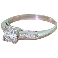 Antique Art Deco 0.59 Carat Old Cut Diamond Engagement Ring