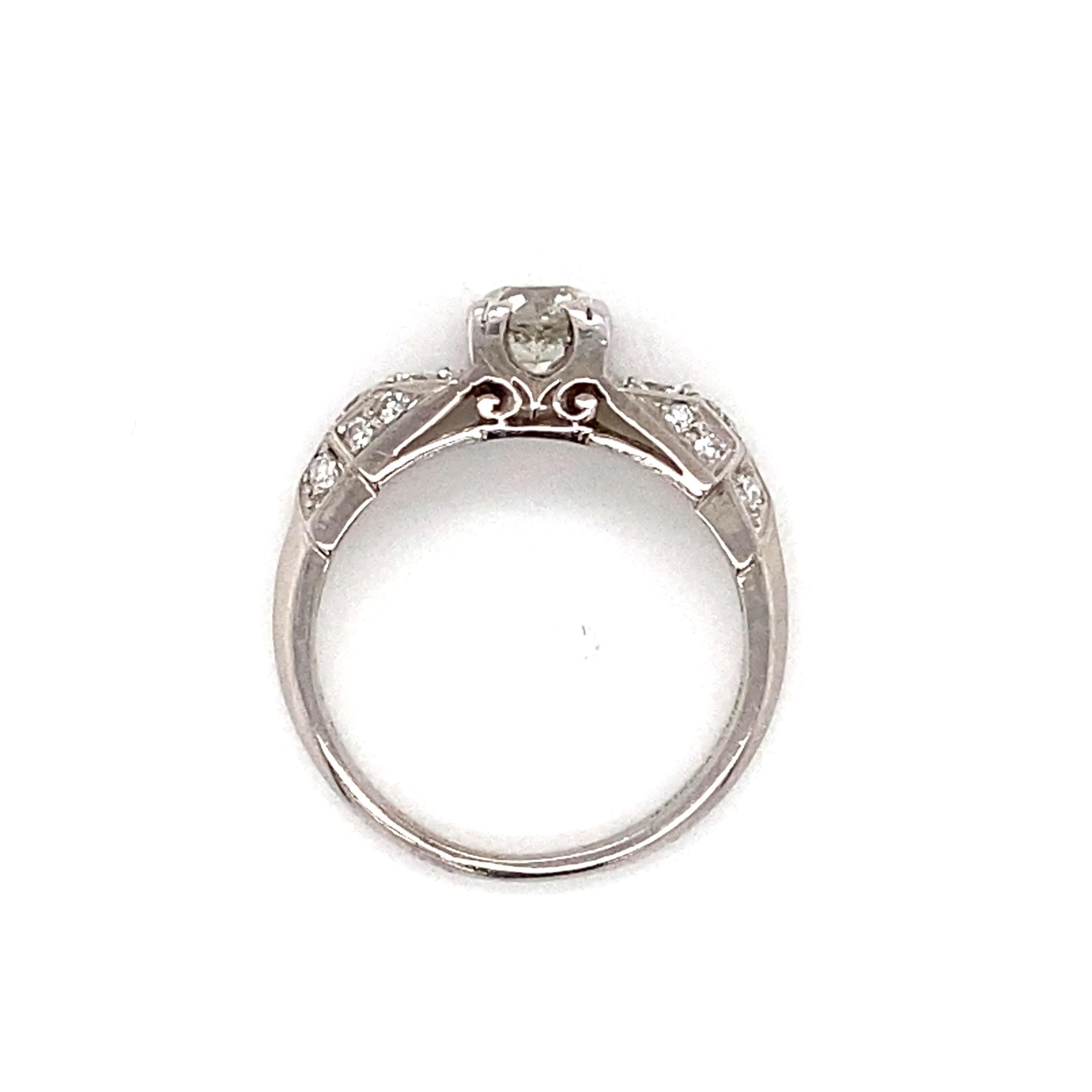 Women's or Men's Art Deco 0.59 Carat Old European-cut Diamond Platinum Engagement ring