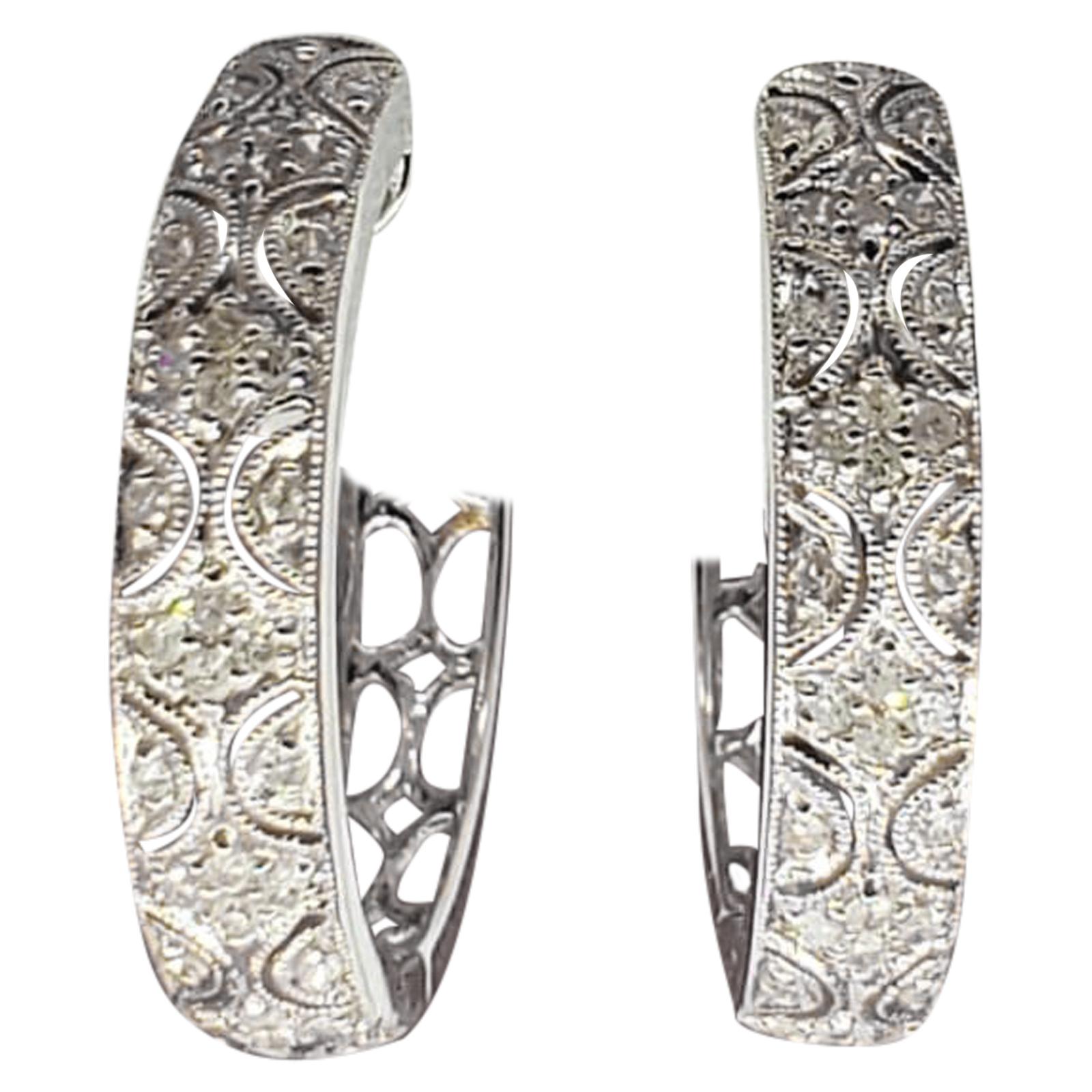 Art Deco 0.60 Carat Diamond Hoop Earrings 14 Karat White Gold