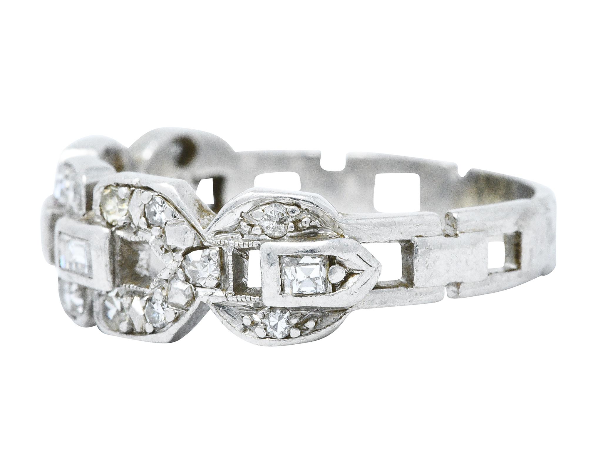 Women's or Men's Art Deco 0.60 Carat Diamond Platinum Buckle Band Ring