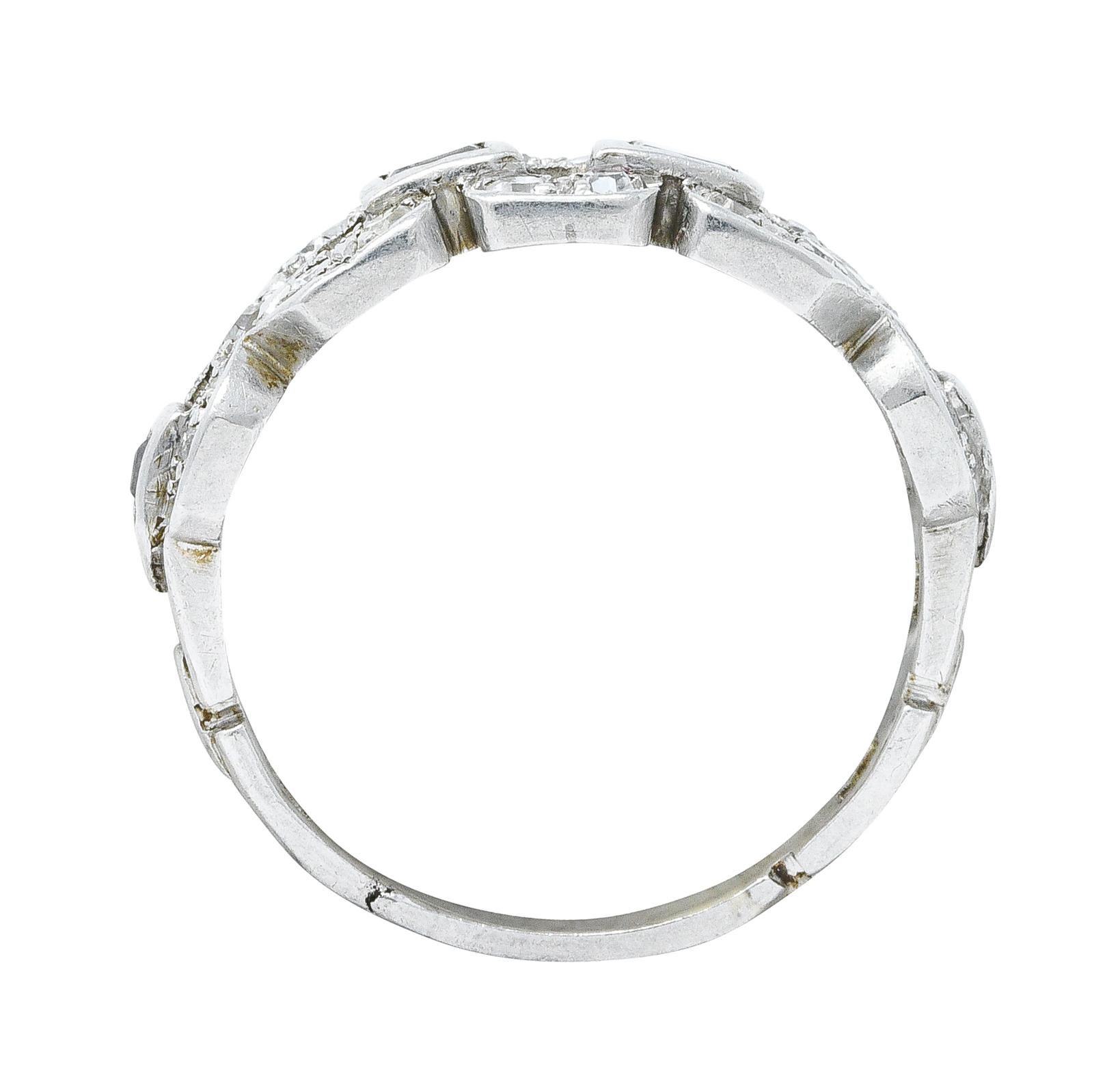Art Deco 0.60 Carat Diamond Platinum Buckle Band Ring 2