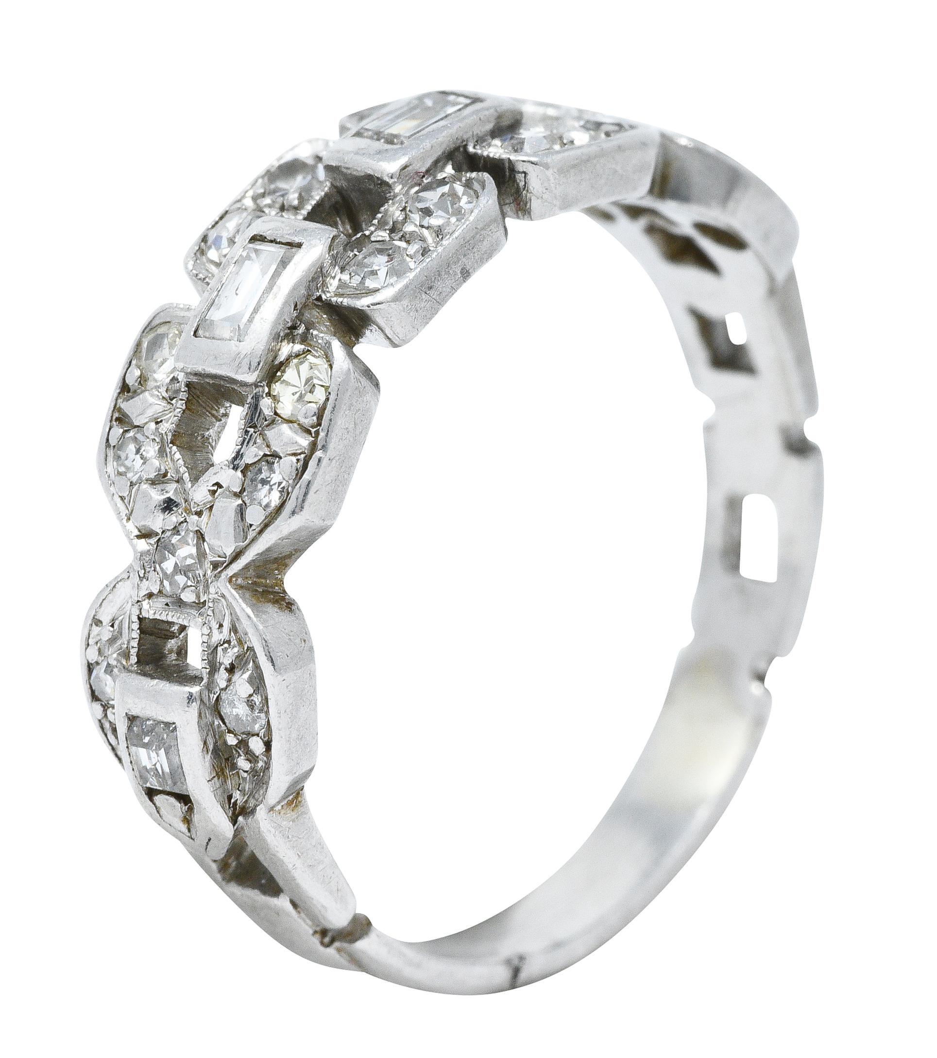 Art Deco 0.60 Carat Diamond Platinum Buckle Band Ring 3