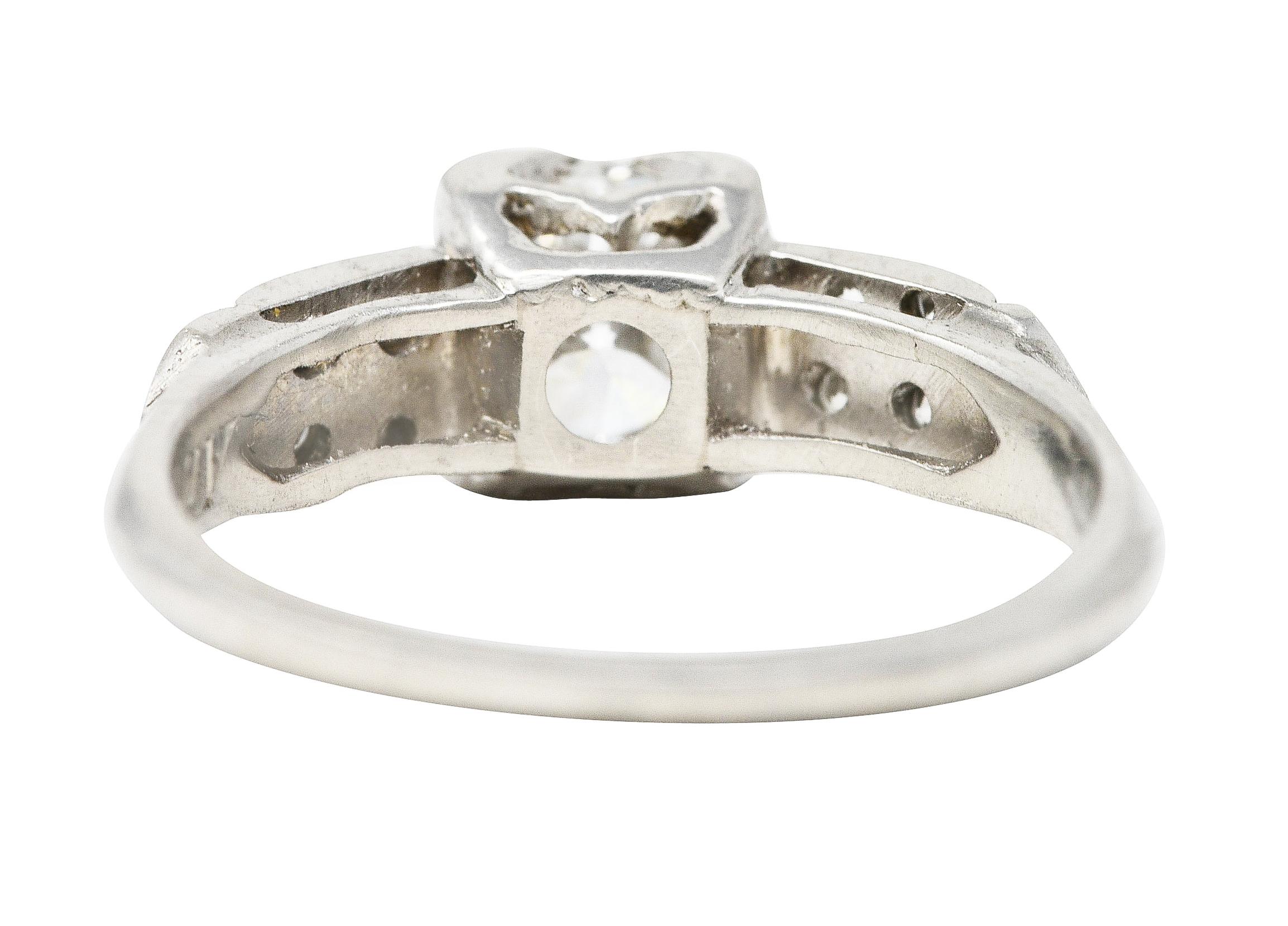 Art Deco 0.60 Carat Diamond Platinum Engagement Ring In Excellent Condition For Sale In Philadelphia, PA