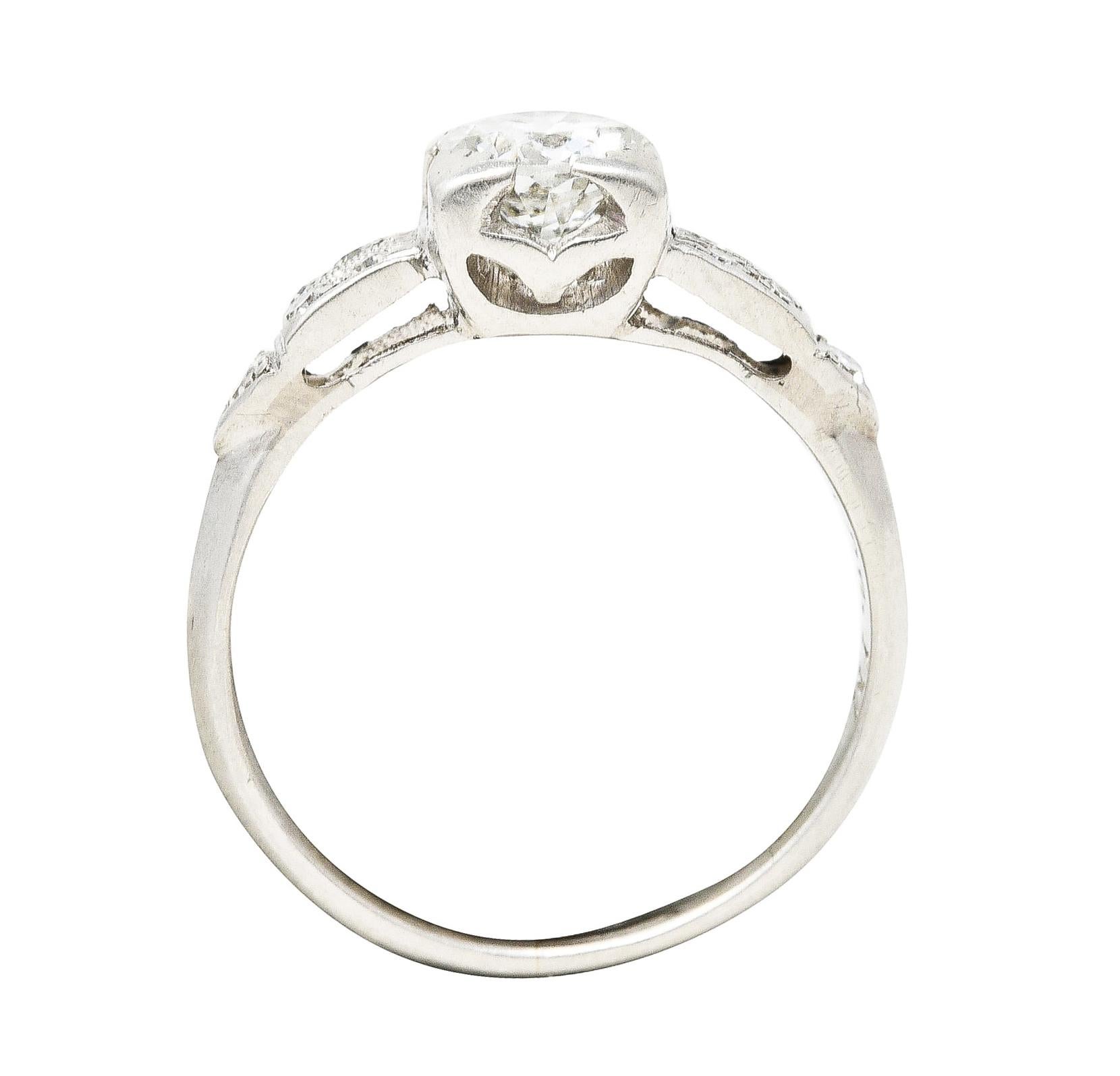 Art Deco 0.60 Carat Diamond Platinum Engagement Ring For Sale 3