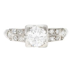 Anello di fidanzamento Art Deco in platino con diamante da 0,60 carati