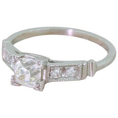 Art Deco 0.60 Carat Old Cut Diamond Platinum Engagement Ring