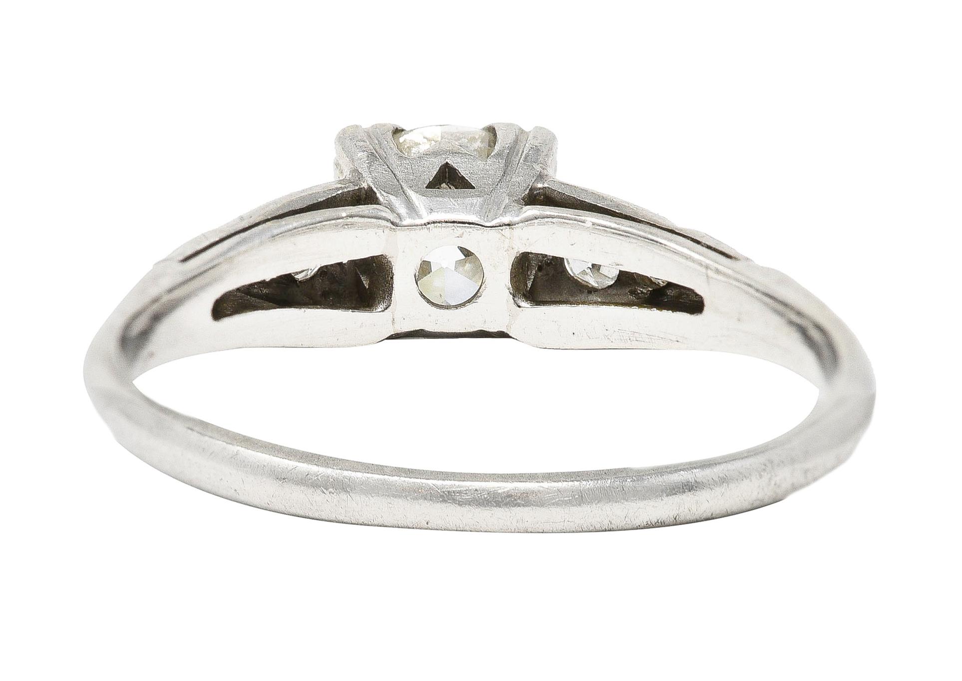 Women's or Men's Art Deco 0.60 Carat Old European Cut Diamond Platinum Vintage Engagement Ring For Sale