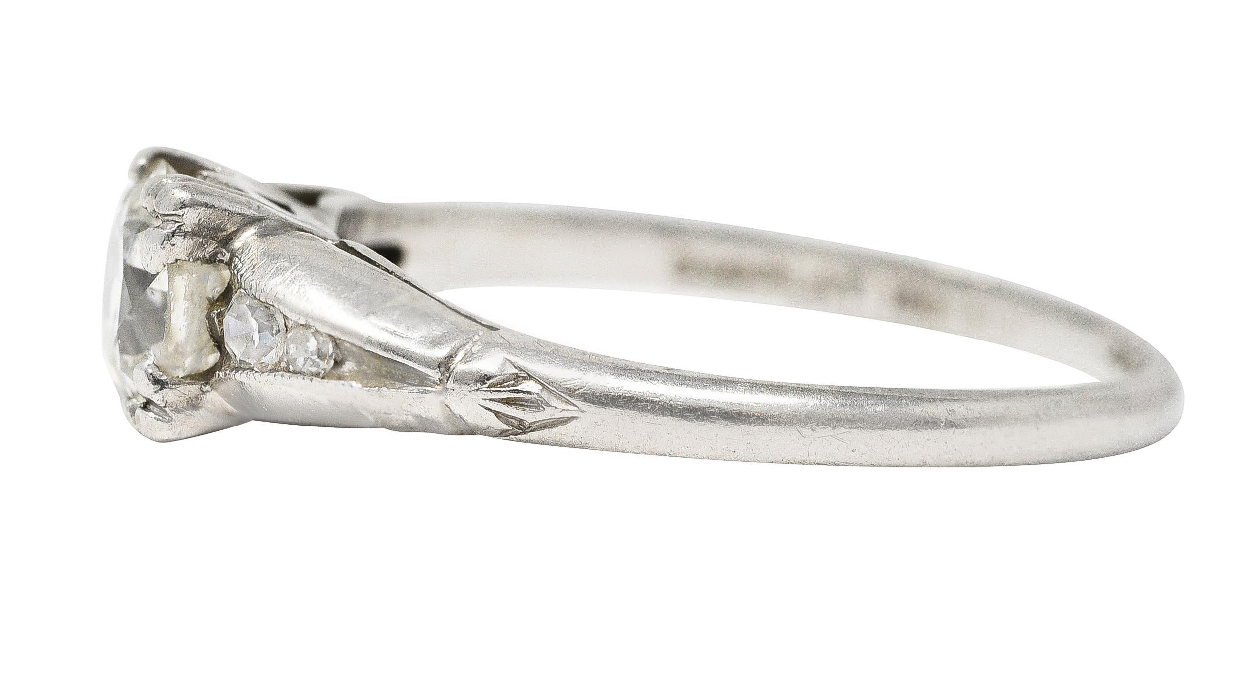 Art Deco 0.60 Carat Old European Cut Diamond Platinum Vintage Engagement Ring For Sale 1