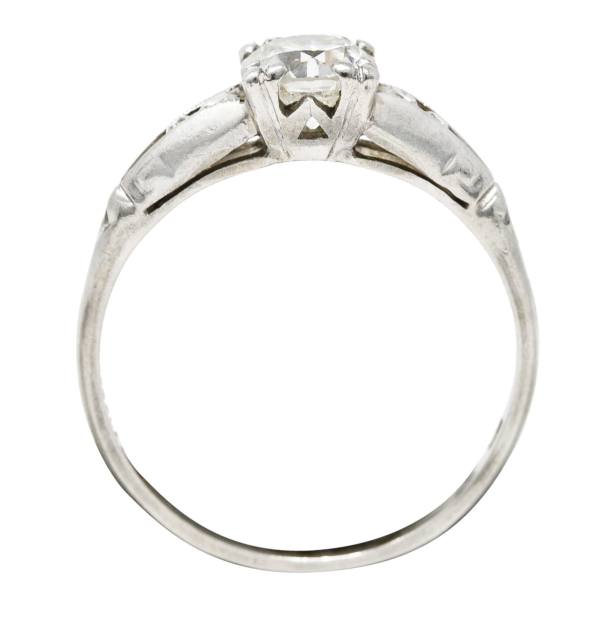 Art Deco 0.60 Carat Old European Cut Diamond Platinum Vintage Engagement Ring For Sale 4