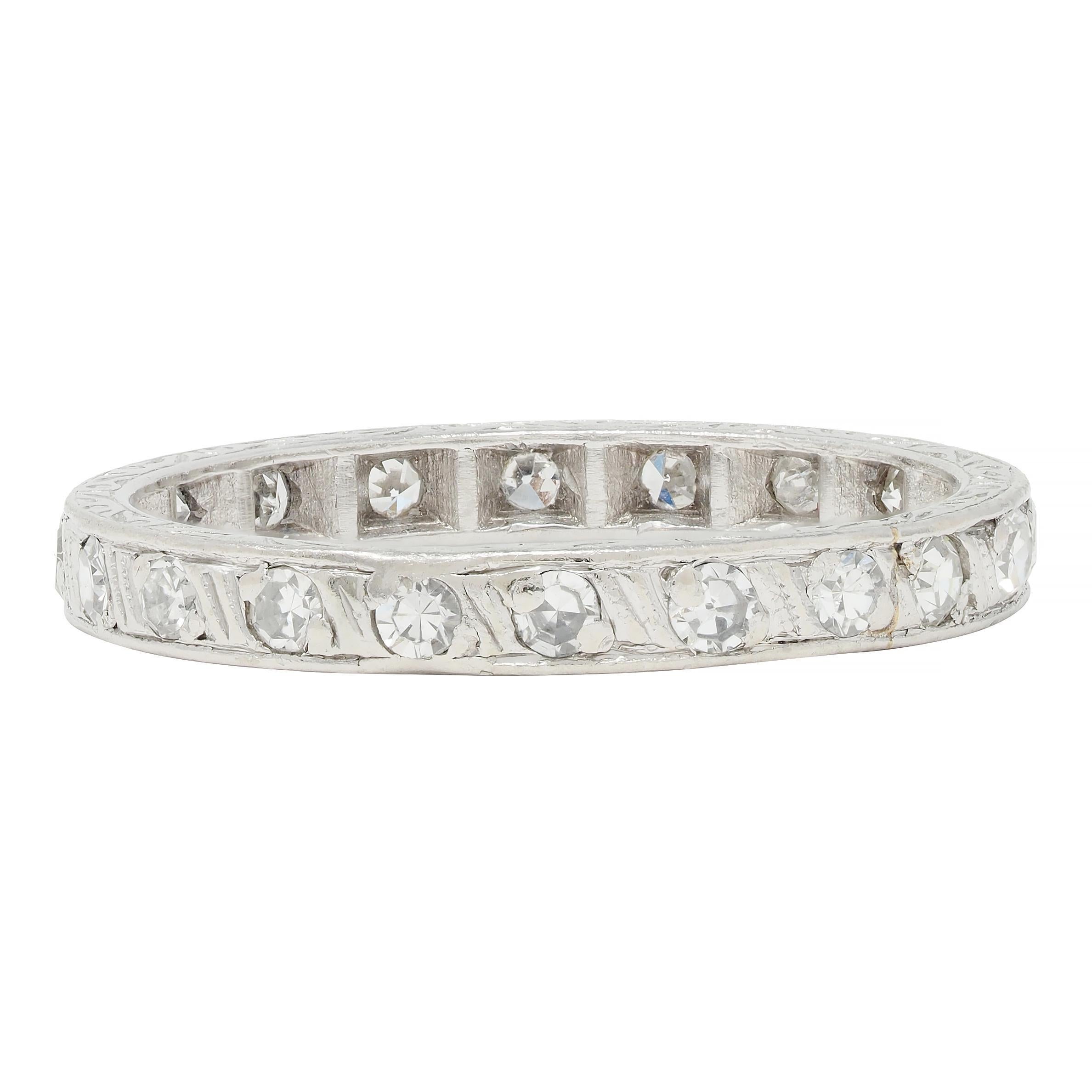 Women's or Men's Art Deco 0.60 CTW Diamond Platinum Scrolling Band Ring For Sale