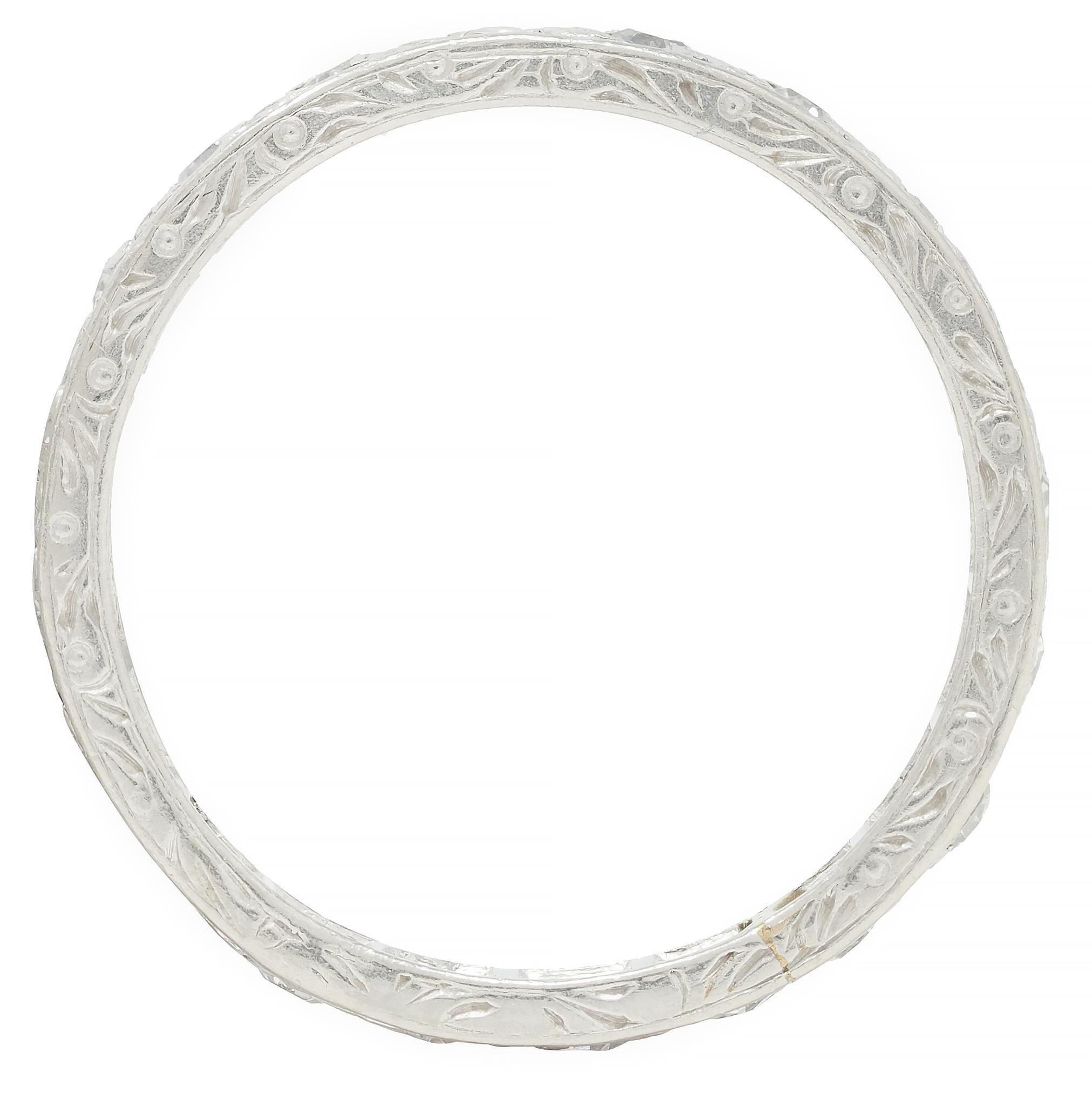 Art Deco 0.60 CTW Diamond Platinum Scrolling Band Ring For Sale 2