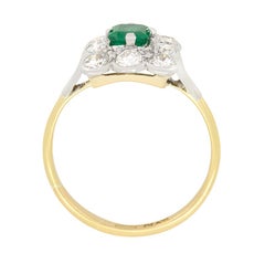 Art Deco 0.60ct Emerald and Diamond Cluster Ring, c.1930s