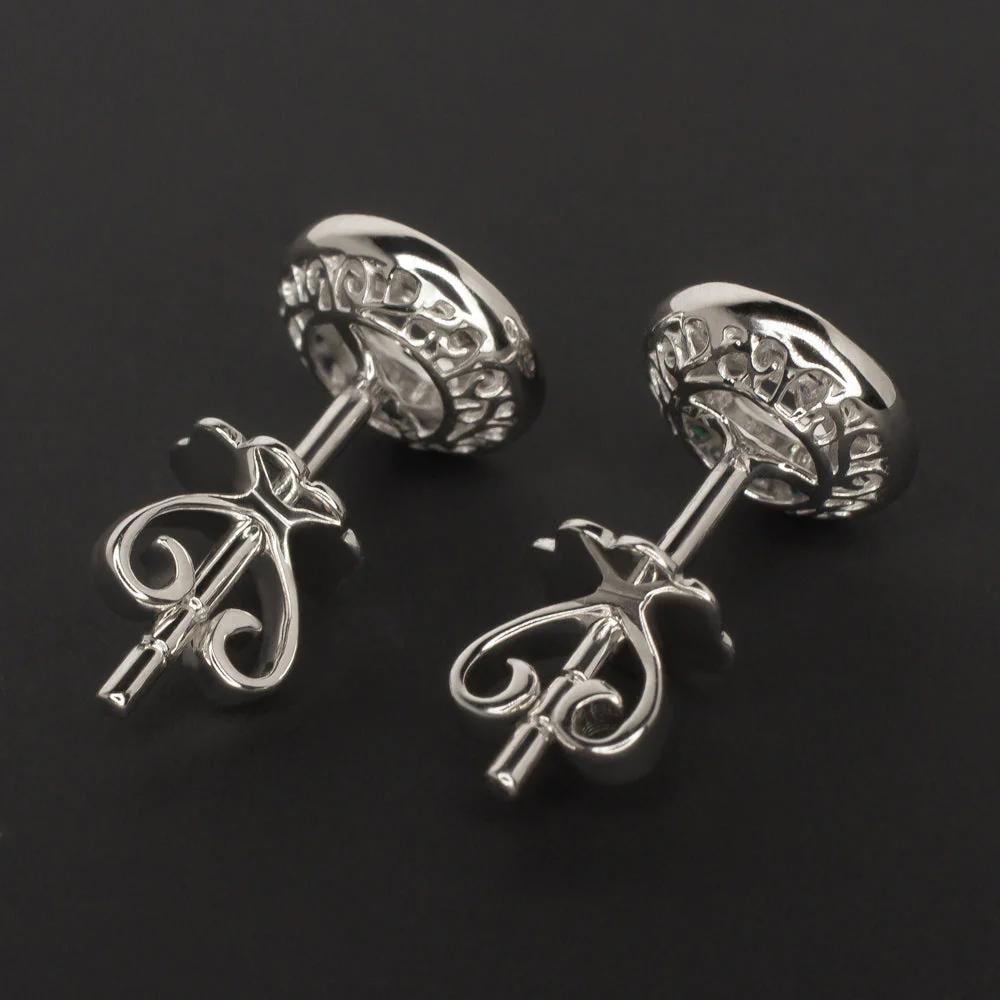 Boucles d'oreilles Art déco en or blanc 14 carats avec diamant et émeraude de 0,60 ct. Neuf - En vente à Chicago, IL