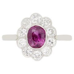 Antique Art Deco 0.60ct Pink Sapphire and Diamond Cluster Ring, c.1920s