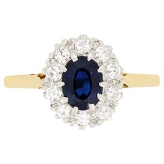 Art Deco 0.60ct Sapphire and Diamond Cluster Ring, c.1920s