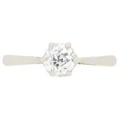 Bague de fiançailles solitaire en diamant de 0,61 carat Art déco, vers les années 1920