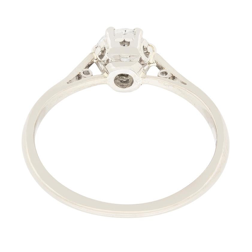 Old Mine Cut Art Deco 0.61 Carat Diamond Solitaire Engagement Ring, circa 1920s For Sale