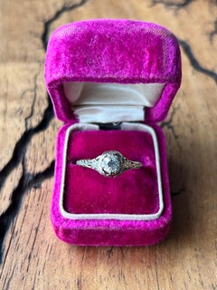 Art Deco 0.62 Carat Old European Cut Diamond 18k White Gold Engagement Ring