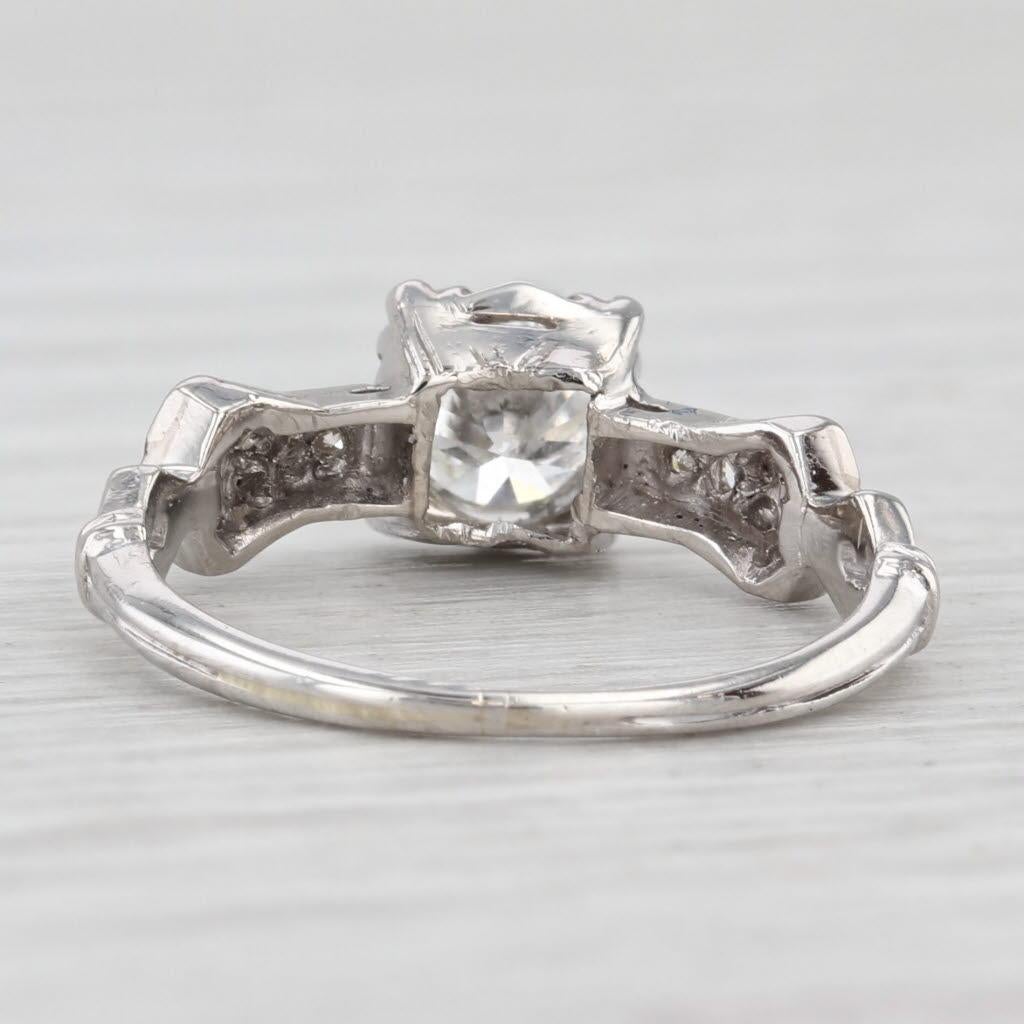 Art Decó Anillo de compromiso de diamantes redondos de transición de 0,62 ctw Platino Tamaño 4,75 en Bueno estado para la venta en McLeansville, NC