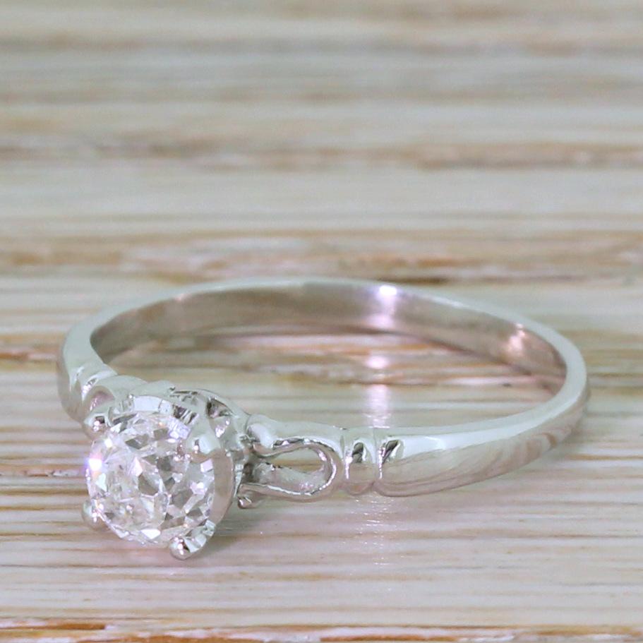 Art Deco 0.63 Carat Old Mine Cut Diamond Engagement Ring, circa 1920 3