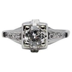 Art Deco 0.63CTW Diamond Hand Engraved Engagement Ring in Platinum
