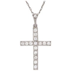 Antique Art Deco 0.64 Carat Diamond Cross Pendant, circa 1920s