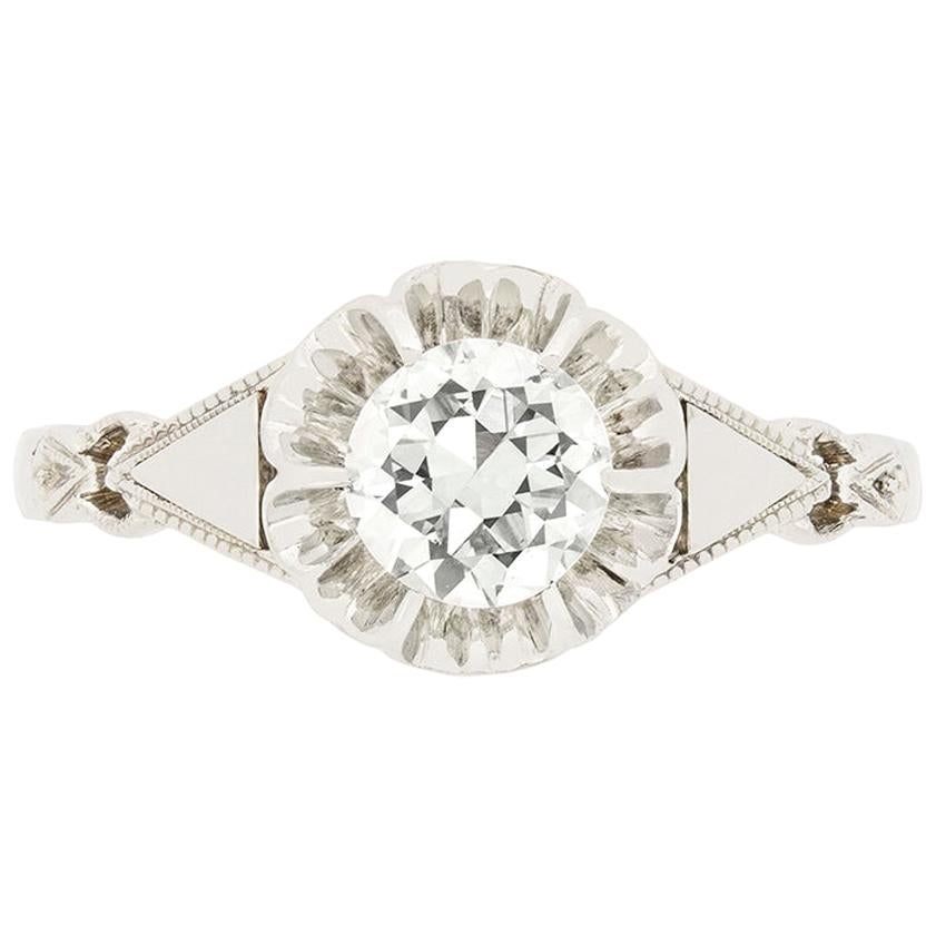 Art Deco 0.64 Carat Diamond Solitaire Engagement Ring, circa 1930s