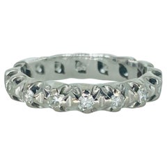 Art Deco 0.64 Carat Single Cut Diamonds Eternity Ring 14k White Gold