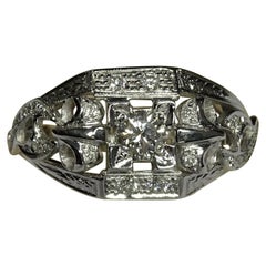 Art Deco Style 0.64 White Diamond 18 Karat White Gold Ring Art Deco Style 0.64 White Diamond 18 Karat White Gold Ring