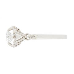 Anello di fidanzamento solitario con diamante Art Deco da 0,64 carati, anni '30 circa
