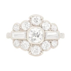 Art Deco 0.65 Carat Diamond Cluster Ring, circa 1920s