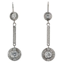 Art Deco 0.65 Carat Diamond Engraved Drop Earrings