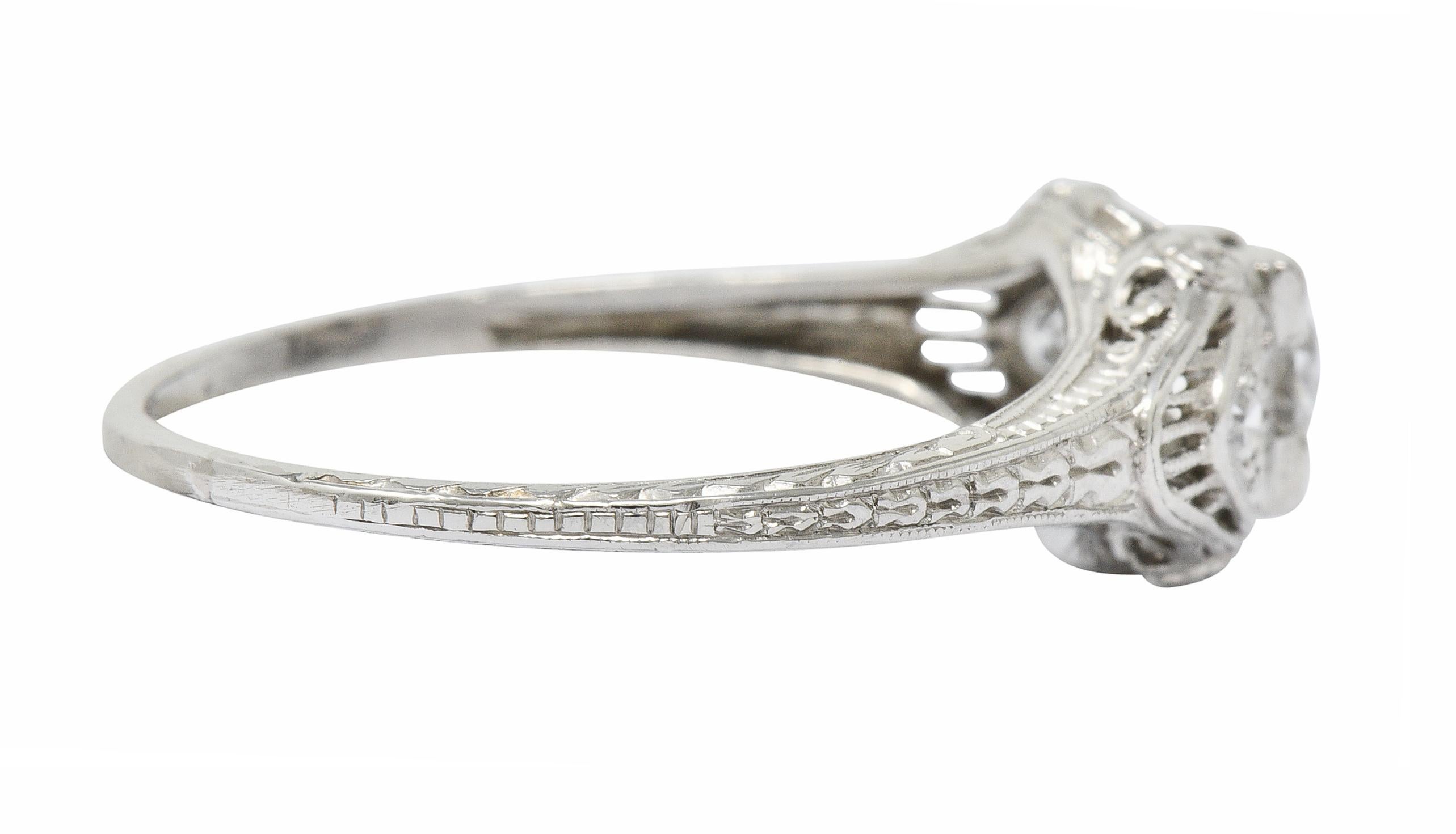 Women's Art Deco 0.65 Carat Old European Cut Diamond Platinum Engagement Ring