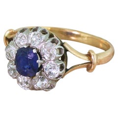 Art Deco 0.65 Carat Sapphire and 0.72 Carat Diamond Ring