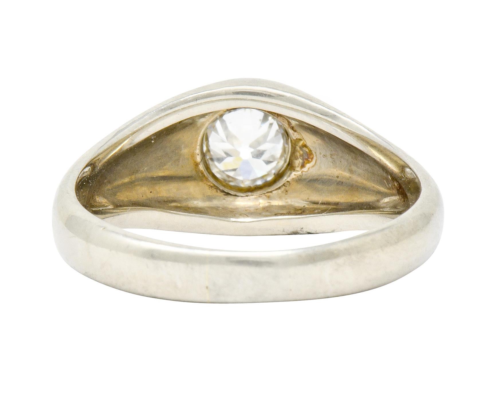 Women's or Men's Art Deco 0.65 Carat Diamond 14 Karat Two-Tone Gold Men's Ring, circa 1930