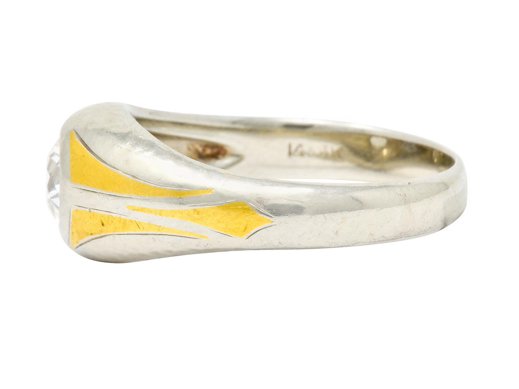 Art Deco 0.65 Carat Diamond 14 Karat Two-Tone Gold Men's Ring, circa 1930 1
