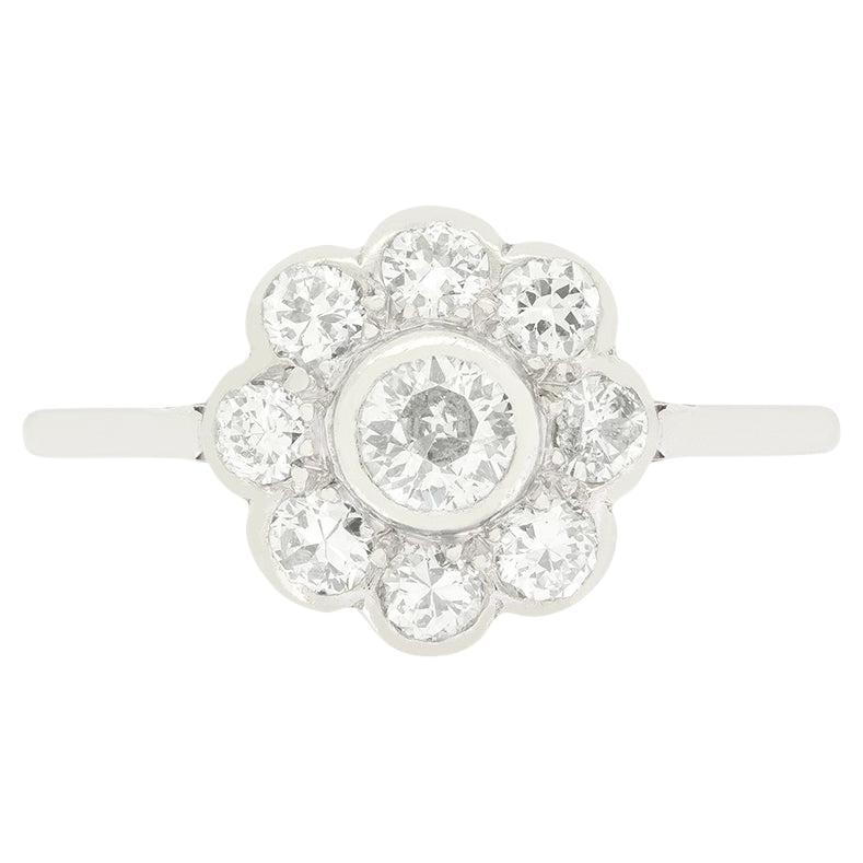 Art Deco 0.65ct Diamond Daisy Cluster Ring, c.1920s