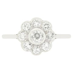 Art Deco 0.65ct Diamond Daisy Cluster Ring, c.1920s