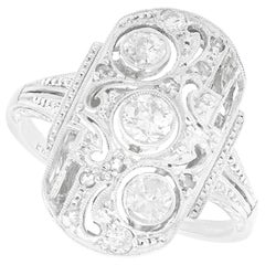 Art Deco 0.66 Carat Diamond and 14 Carat White Gold Cocktail Ring