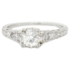Vintage Art Deco 0.67 Carats Diamond Platinum Filigree Engagement Ring