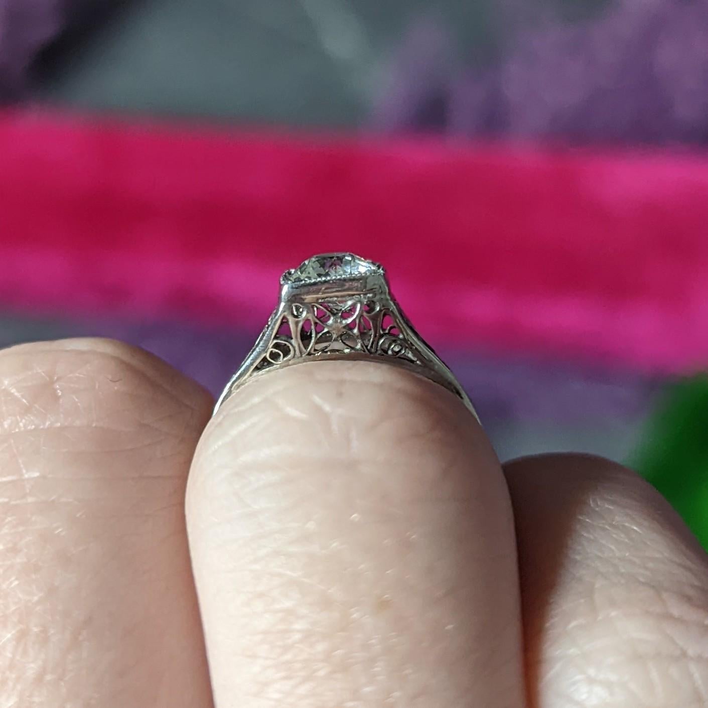 Art Deco 0.68 Carat Diamond Platinum Butterfly Engagement Ring For Sale 6