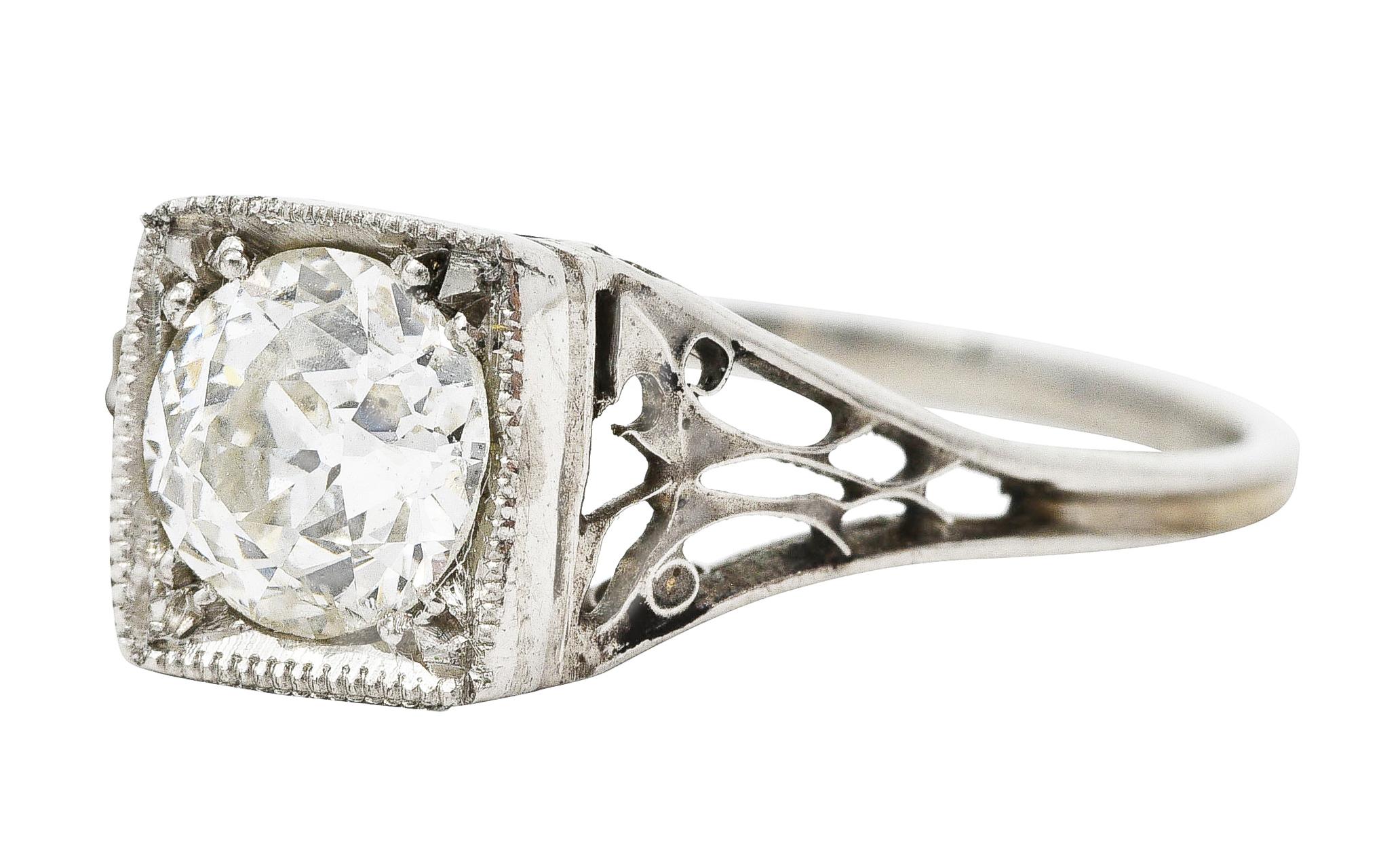 Art Deco 0.68 Carat Diamond Platinum Butterfly Engagement Ring For Sale 1