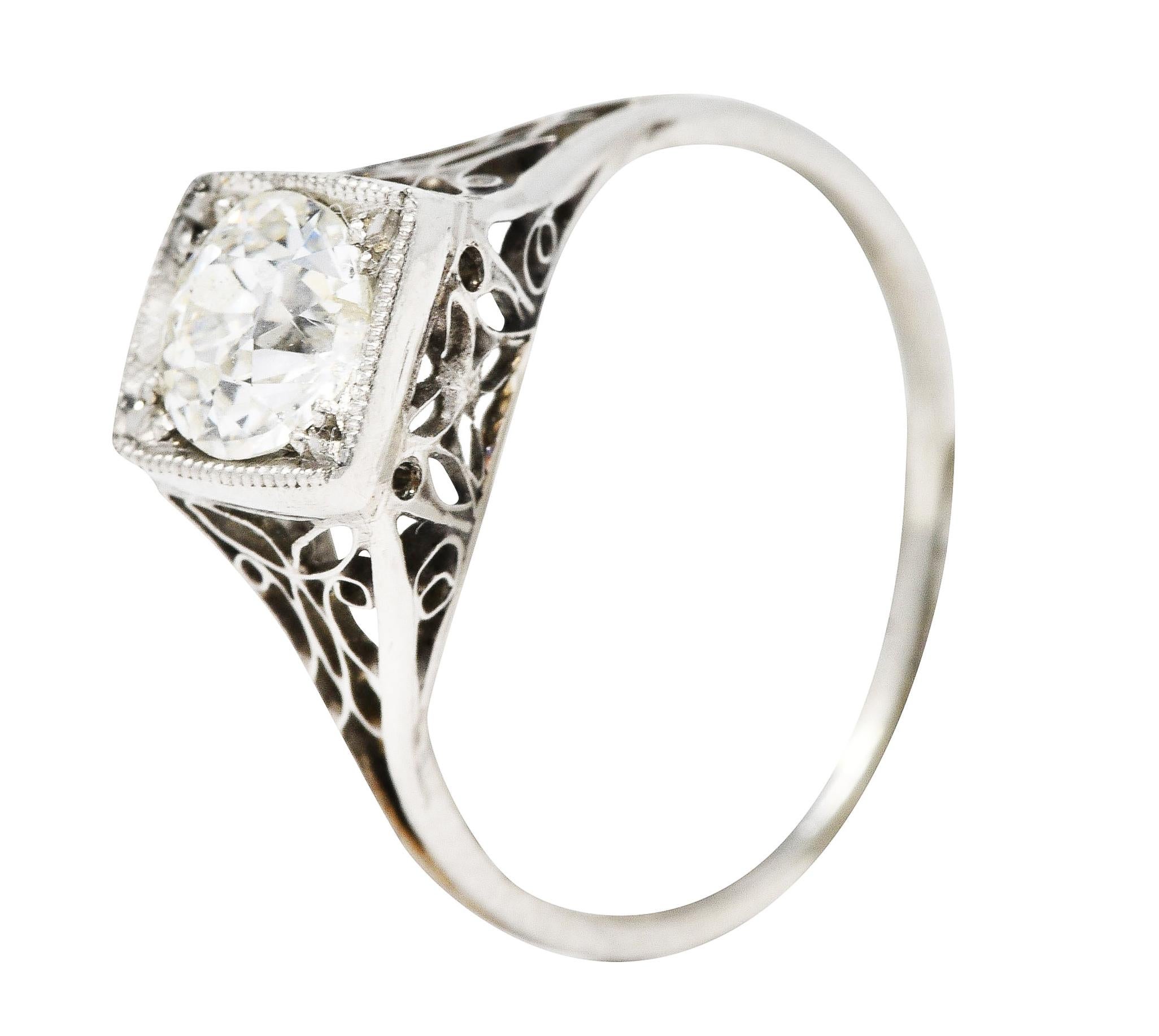 Art Deco 0.68 Carat Diamond Platinum Butterfly Engagement Ring For Sale 3