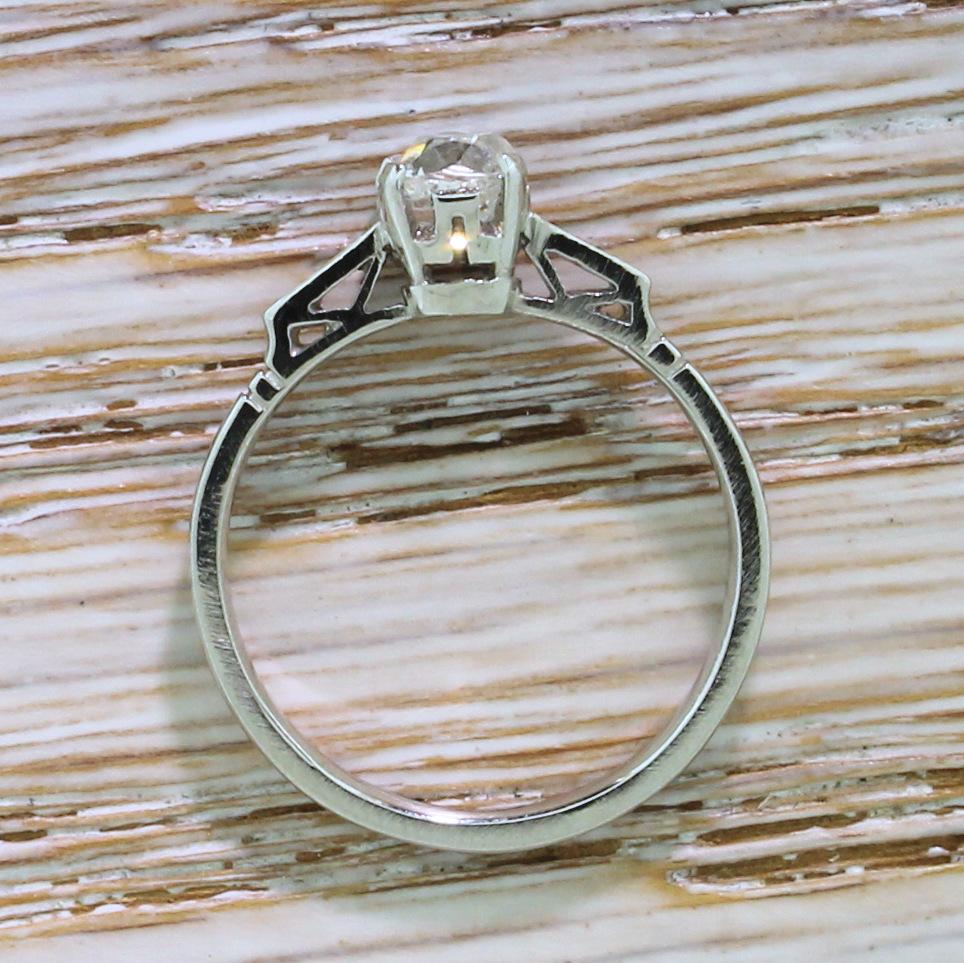 Art Deco 0.68 Carat Old Cut Diamond Platinum Engagement Ring im Zustand „Gut“ in Essex, GB