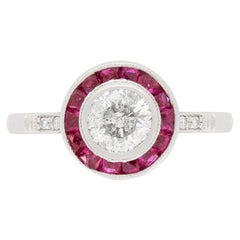 Vintage Art Deco 0.68ct Diamond and Ruby Target Ring, c.1930s