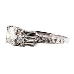 Art Deco 0.68CTW Vintage Diamond Three Stone Engagement Ring in Platinum