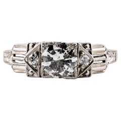 Art Deco 0.68CTW Vintage Diamond Three Stone Engagement Ring in Platinum