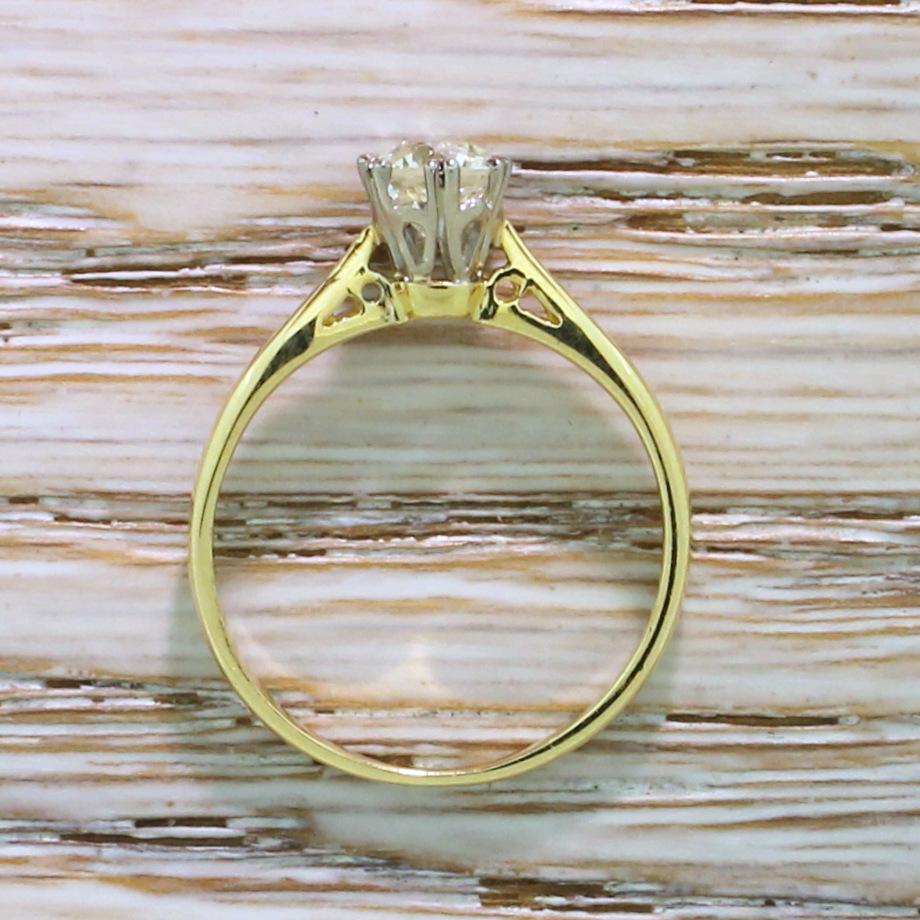 Art Deco 0.69 Carat Old Cut Diamond Engagement Ring, circa 1940 In Good Condition In Essex, GB