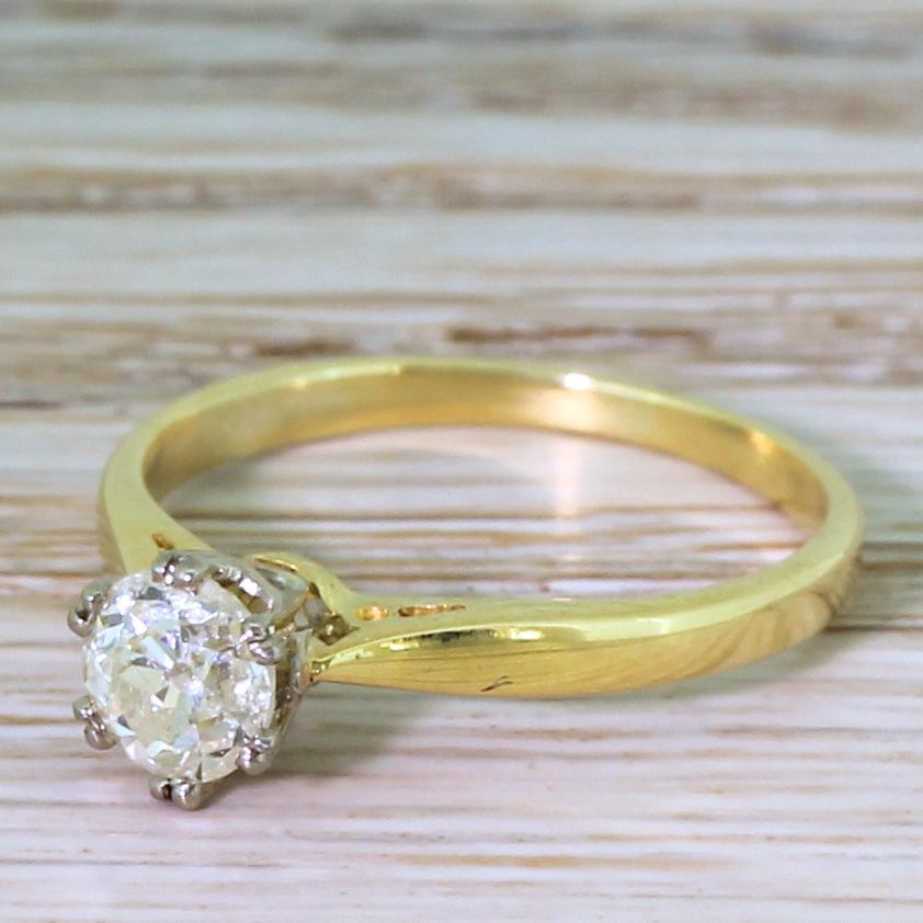 Art Deco 0.69 Carat Old Cut Diamond Engagement Ring, circa 1940 2